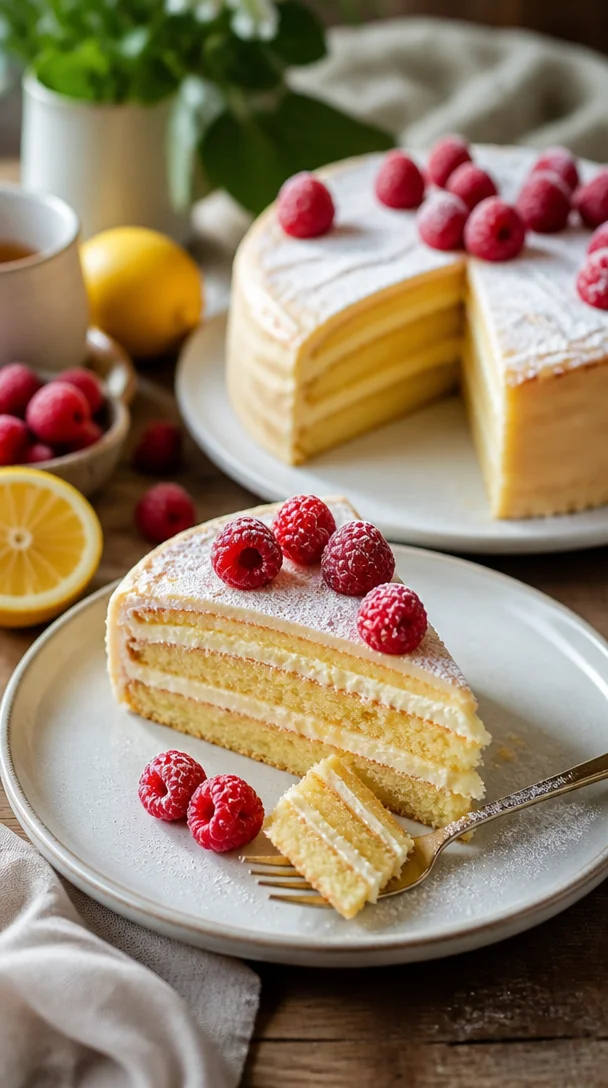 Eine selbstgemachte Marzipantorte auf einem weißen Teller
