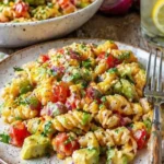 Mexikanischer Street-Corn-Nudelsalat mit frischen Zutaten und Gewürzen