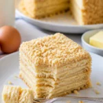 Milchmädchenkuchen mit Butterkeksen auf einem Teller serviert