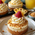 No-Bake Ananas-Himmel Cheesecake Dessert mit frischer Ananas und Sahne