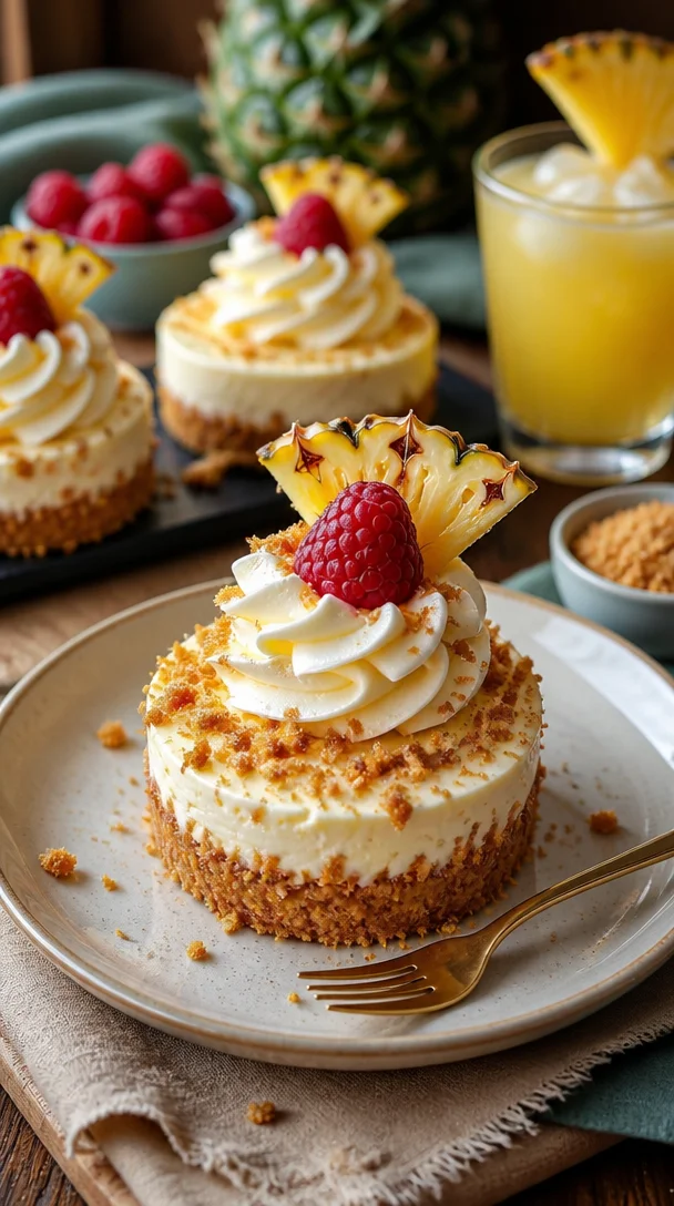 No-Bake Ananas-Himmel Cheesecake Dessert mit frischer Ananas und Sahne