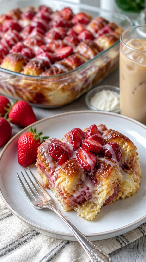 Erdbeer-Cream Cheese Cobbler mit frischen Erdbeeren und cremigem Käsebelag
