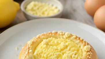 Hefeteilchen gefüllt mit Pudding, frisch gebacken und verziert.