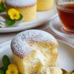Quark-Muffins mit Vanillepudding auf einem Teller