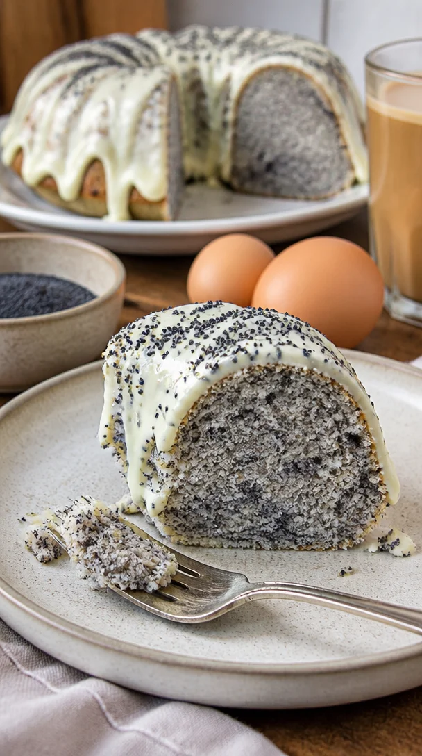 Leckerer Joghurt-Mohn-Guglhupf in einer kuchenform, kalorienarm und low carb.