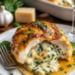 Ruth's Chris gefülltes Hähnchen auf einem eleganten Teller