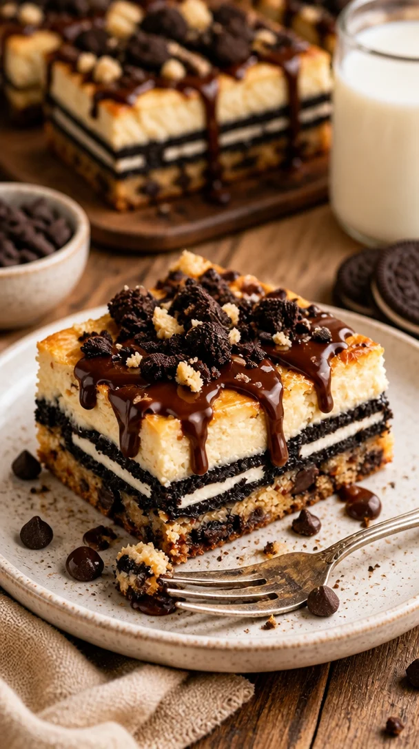 Schlampige Käsekuchenriegel frisch aus dem Ofen, lecker und einfach zubereitet.