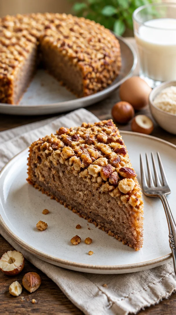 Schneller gesunder Kuchen auf einem Teller dekoriert mit frischem Obst