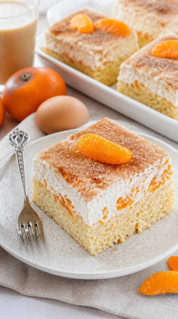 Schneller Mandarinen-Schmand-Kuchen mit frischen Mandarinen und cremigem Schmand.