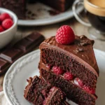 Leckerer Schokokuchen mit Himbeeren, perfekt für Schokoladenliebhaber
