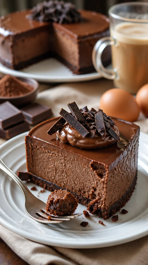 Schokoladen-Fudge-Trüffel-Käsekuchen mit cremiger Textur und leckerem Topping