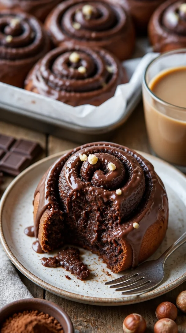 Leckere Schokoladen-Zimtrollen frisch gebacken