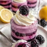 Leckeres Schwarze Johannisbeeren Schokoladen-Dessert auf einem weißen Teller