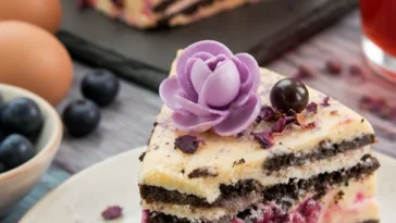 Weißer kalter Hund mit Himbeeren, ein köstliches Dessert.