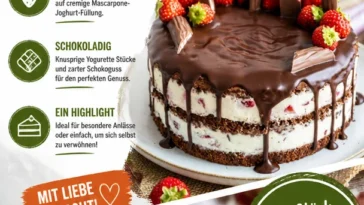 Yogurette-Torte mit Mascarpone, köstlicher Schokoladen- und Joghurtgenuss.