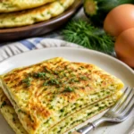 Leckere Zucchini-Pfannkuchen auf einem Teller serviert