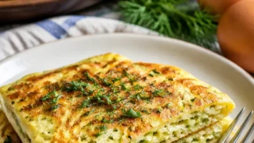Leckere Zucchini-Pfannkuchen auf einem Teller serviert