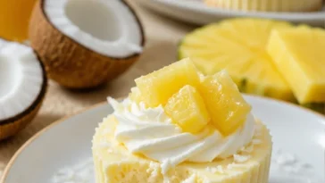Kokos-Cheesecake Mini mit frischer Ananas und cremigem Topping