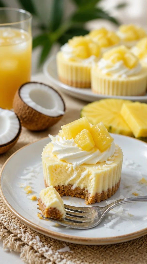 Kokos-Cheesecake Mini mit frischer Ananas und cremigem Topping