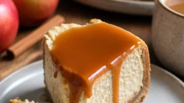 Apfelwein Käsekuchen mit frischen Äpfeln und cremigem Käse