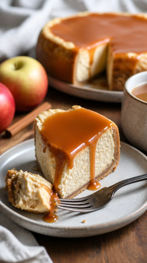 Apfelwein Käsekuchen mit frischen Äpfeln und cremigem Käse