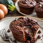 Doppelchocolate-Zucchini-Muffins in Bäckerei-Style auf einem Tisch