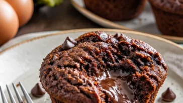Doppelchocolate-Zucchini-Muffins in Bäckerei-Style auf einem Tisch