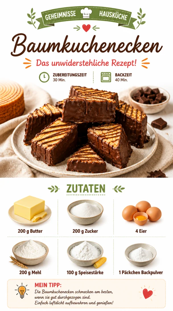 Leckere Baumkuchenecken auf einem Teller serviert