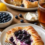 Blaubeer-Frischkäse-Blätterteig mit frischen Beeren und goldbraunem Teig