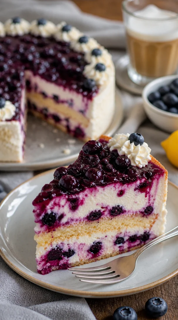 Blaubeer-Mascarponetorte mit frischen Heidelbeeren und cremiger Mascarponefüllung
