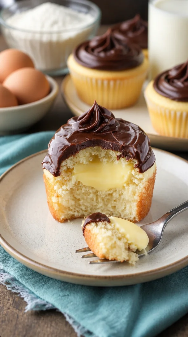 Delizierte Boston Cream Pie Cupcakes im Bäckerei-Stil Rezept für zuhause