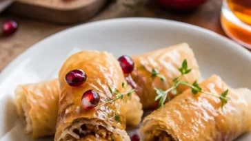 Brie und Prosciutto Rollen, idealer Snack für Feiern und Buffet.