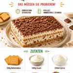 Butterkeks-Dessert mit Quark und Sahne in einer eleganten Dessertschale
