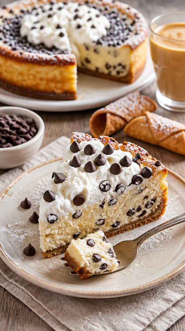 Leckerer Cannoli-Käsekuchen mit italienischen Aromen und cremiger Textur