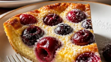 Cremiger Kirsch-Clafoutis mit Vanille-Aroma, einfach selbst gemacht.