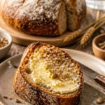 Knuspriges Sauerteigbrot mit Dinkel und Samen frisch aus dem Ofen