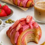 Frisch gebackenes Croissant mit goldbrauner Kruste und weichem Inneren