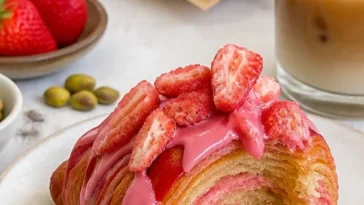 Frisch gebackenes Croissant mit goldbrauner Kruste und weichem Inneren