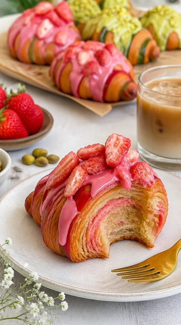 Frisch gebackenes Croissant mit goldbrauner Kruste und weichem Inneren