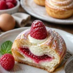 Leckere Cruffins mit Himbeer-Frischkäse-Füllung auf einem Teller