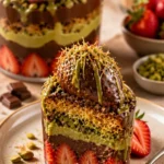 Dubai Schokoladen-Erdbeertasse mit frischen Erdbeeren und Schokolade