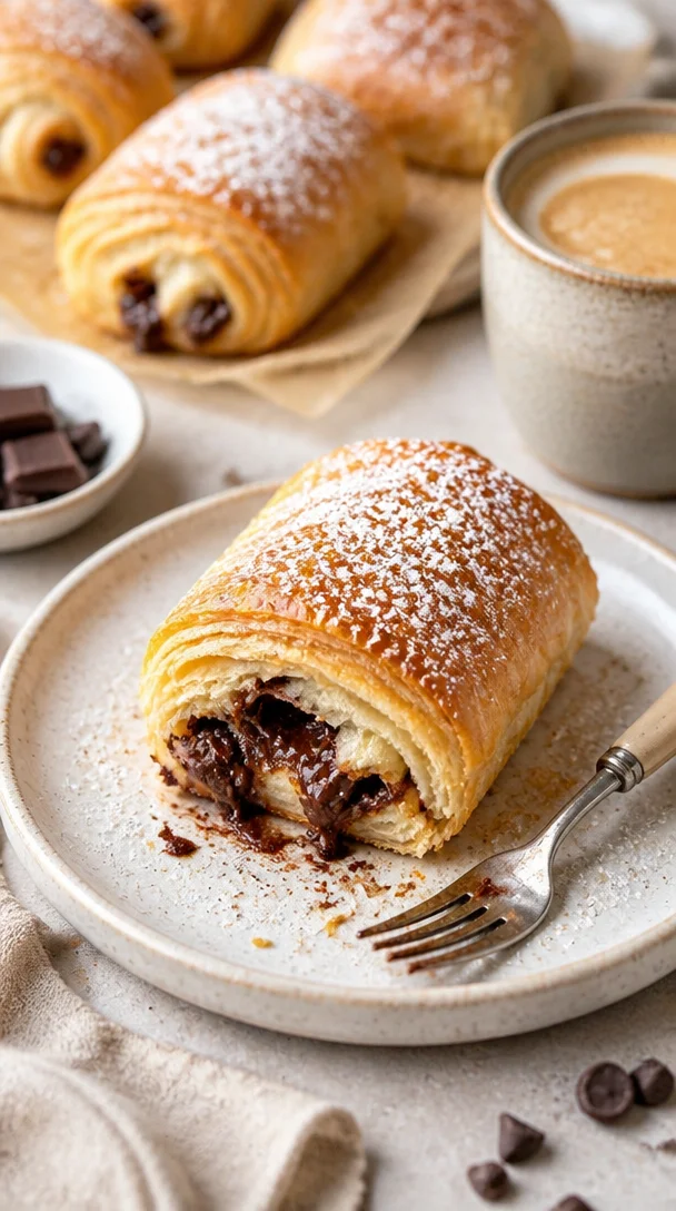 Einfache und köstliche Schokoladencroissants aus frischem Teig