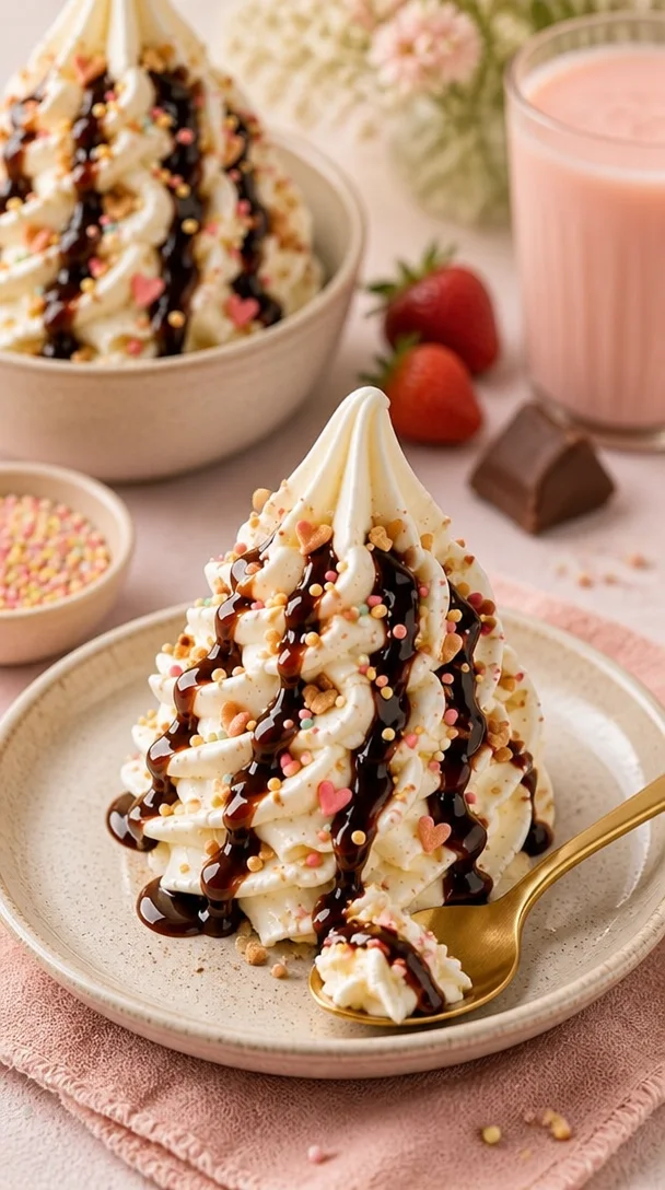 Einfache Softeis-Rezept ohne Ei in einer Eiswaffel serviert