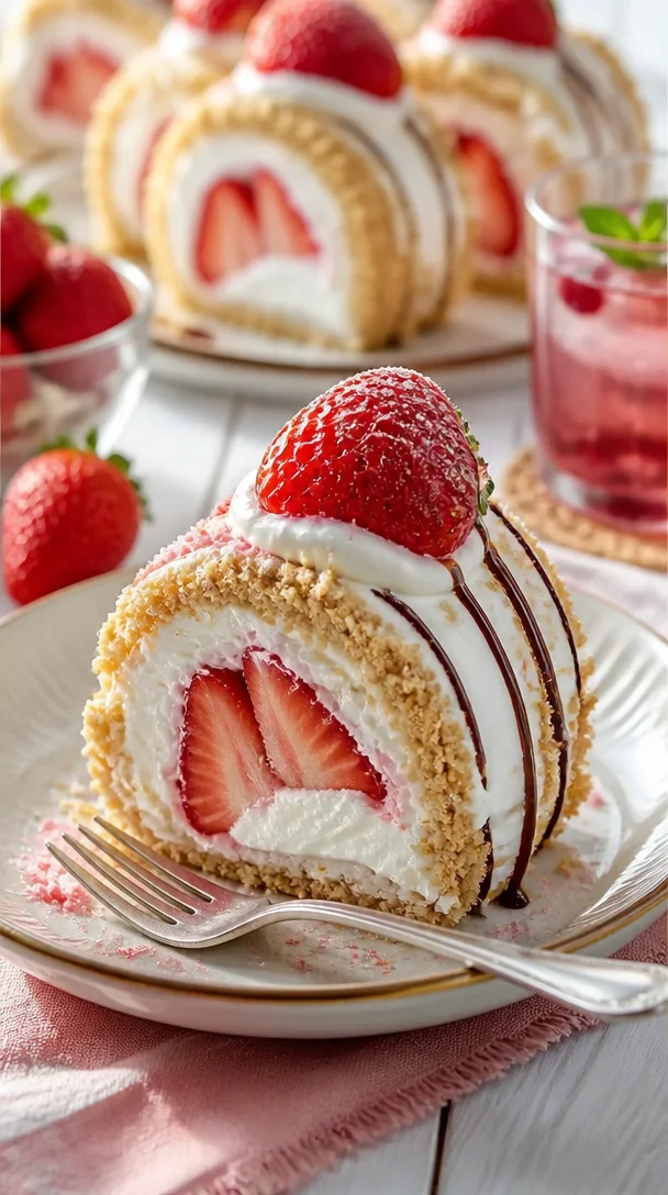 Erdbeer-Käsekuchen Sushi Rollen als kreative Dessert-Option