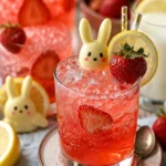 Erdbeer-Zitronen-Cocktail mit frischen Erdbeeren und Zitronenscheiben in einem Glas