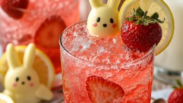 Erdbeer-Zitronen-Cocktail mit frischen Erdbeeren und Zitronenscheiben in einem Glas
