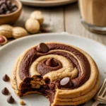 Leckere Erdnussbutter Brownie Swirl Kekse auf einem weißen Teller