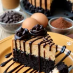 Erdnussbutter-Schokoladenkuchen mit Schokoladenglasur und Erdnussstückchen