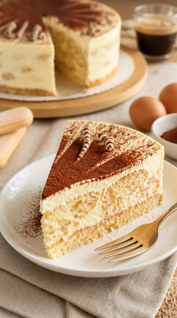 Baileys-Tiramisu-Torte mit Schichten aus cremigem Kaffee und Baileys