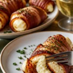 Feta-Thymian Hähnchen-Fingerfood auf einem Servierteller